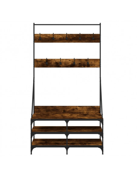Appendiabiti con Porta Scarpe Rovere Fumo 100x40x184 cm
