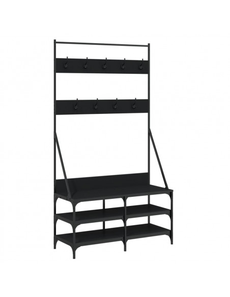 Appendiabiti con Porta Scarpe Nero 100x40x184 cm