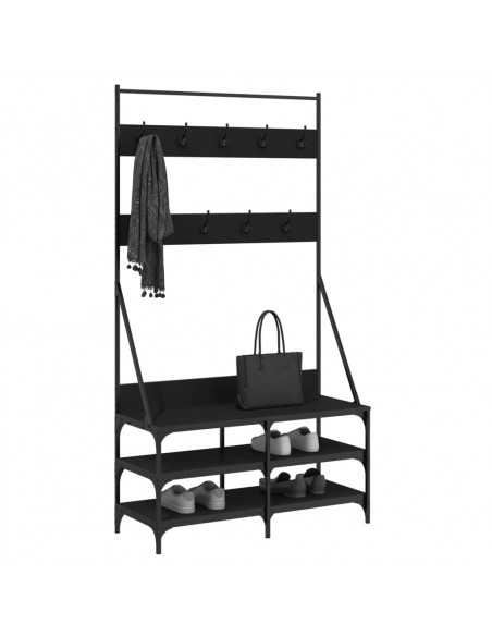 Appendiabiti con Porta Scarpe Nero 100x40x184 cm