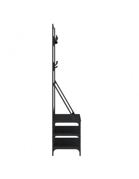 Appendiabiti con Porta Scarpe Nero 100x40x184 cm