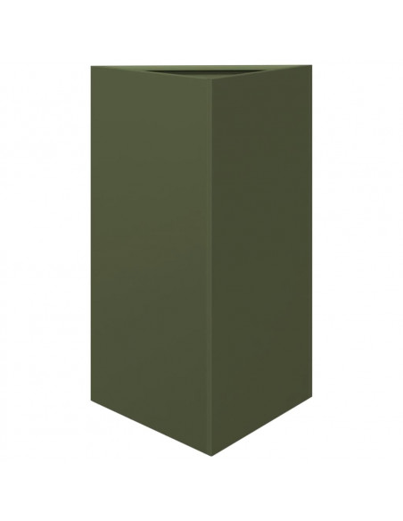 Fioriera da Giardino Verde Oliva Triangolare 50x43x75cm Acciaio
