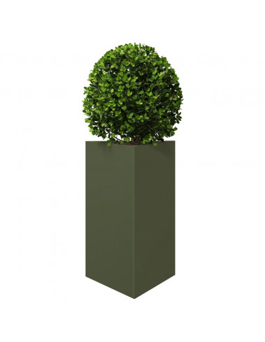 Fioriera da Giardino Verde Oliva Triangolare 50x43x75cm Acciaio