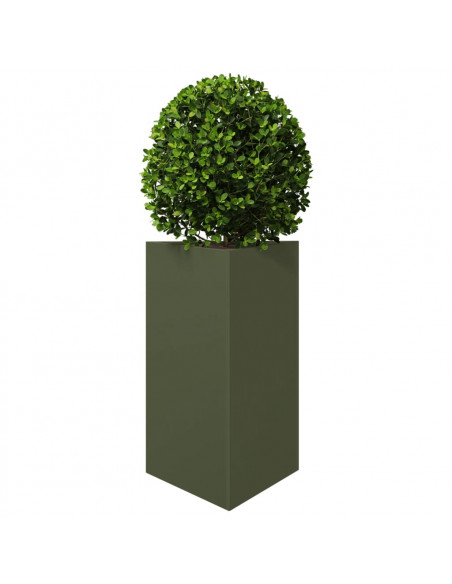 Fioriera da Giardino Verde Oliva Triangolare 50x43x75cm Acciaio