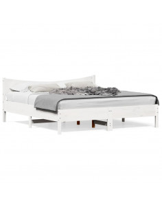 Giroletto con Testiera Bianco 180x200 cm Massello Pino 2