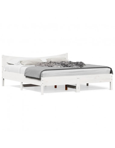 Giroletto con Testiera Bianco 180x200 cm Massello Pino