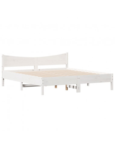 Giroletto con Testiera Bianco 180x200 cm Massello Pino