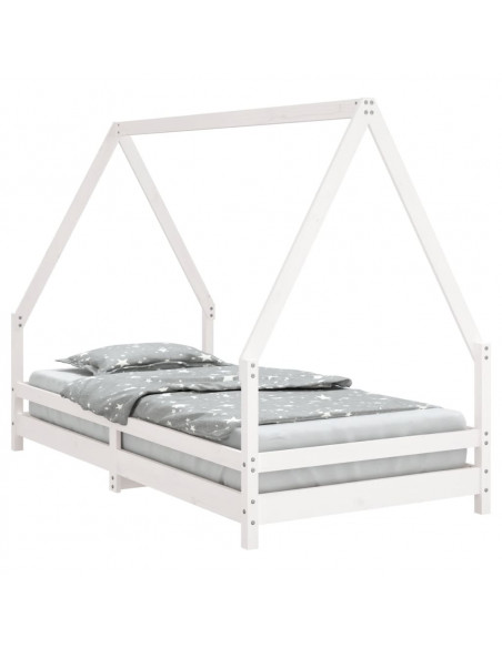 Giroletto per Bambini Bianco 90x190cm in Legno Massello di Pino