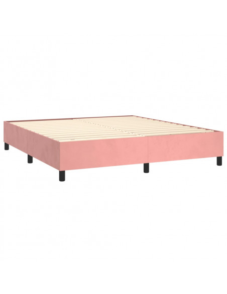 Letto a Molle con Materasso e LED Rosa 160x200 cm in Velluto