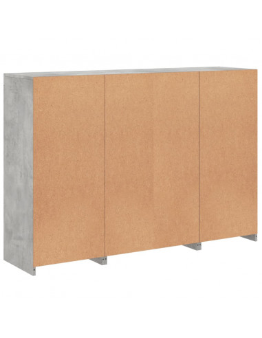 Credenze con Luci LED 3 pz Grigio Cemento in Legno Multistrato