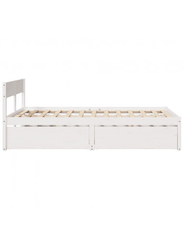 Letto senza Materasso Bianco 135x190 cm Legno Massello di Pino