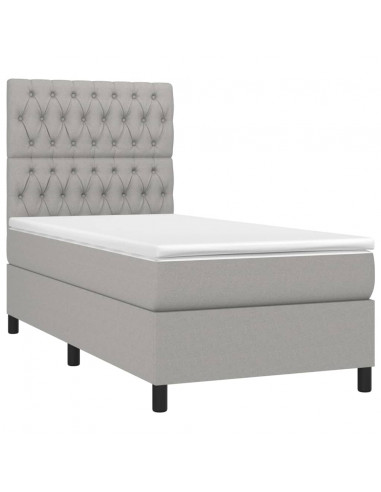 Giroletto a Molle con Materasso Grigio Chiaro 90x190 cm Tessuto