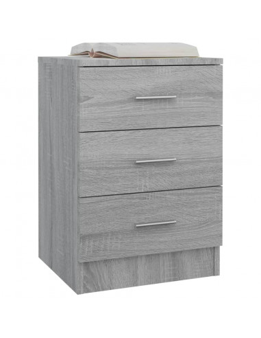 Comodino Grigio Sonoma 38x35x56 cm in Legno Multistrato