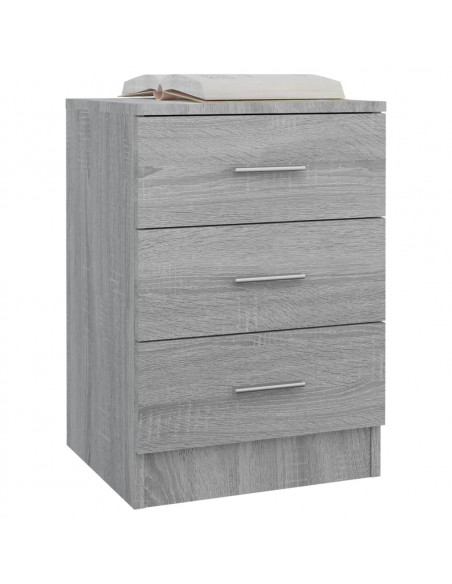 Comodino Grigio Sonoma 38x35x56 cm in Legno Multistrato