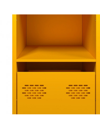 Credenza Giallo Senape 101,5x39x73,5 cm Acciaio Laminato Freddo