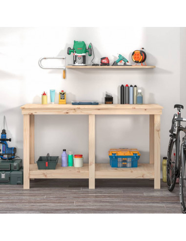 Banco da Lavoro 140x50x80 cm in Legno Massello di Pino