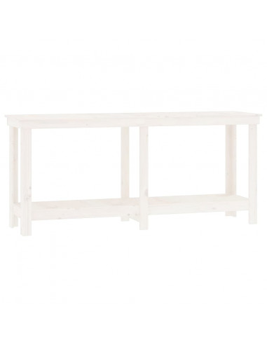 Banco da Lavoro Bianco 180x50x80 cm in Legno Massello di Pino
