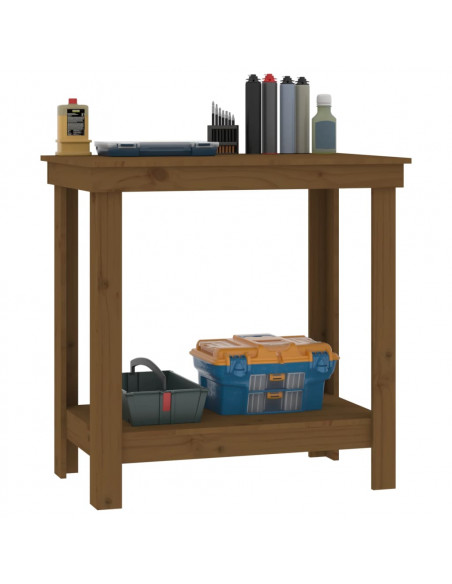 Banco da Lavoro Miele 80x50x80 cm in Legno Massello di Pino