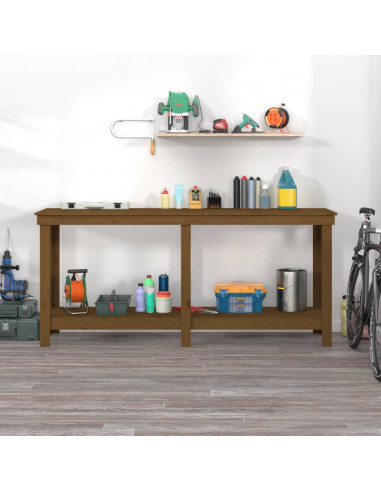 Banco da Lavoro Miele 180x50x80 cm in Legno Massello di Pino