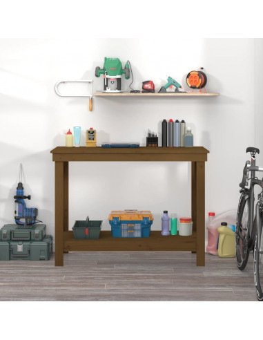 Banco da Lavoro Miele 110x50x80 cm in Legno Massello di Pino