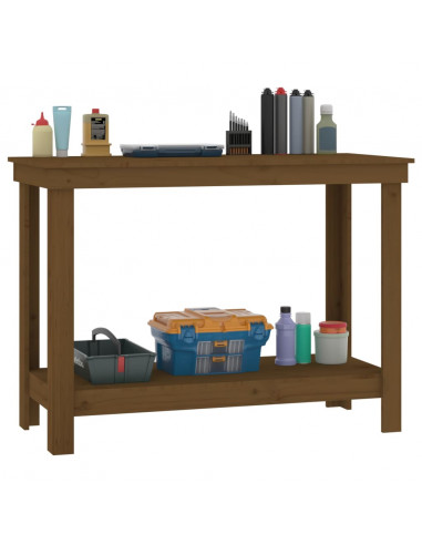 Banco da Lavoro Miele 110x50x80 cm in Legno Massello di Pino