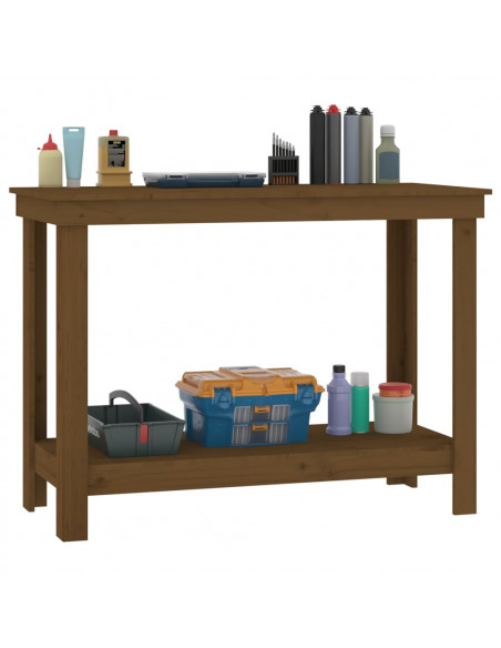 Banco da Lavoro Miele 110x50x80 cm in Legno Massello di Pino
