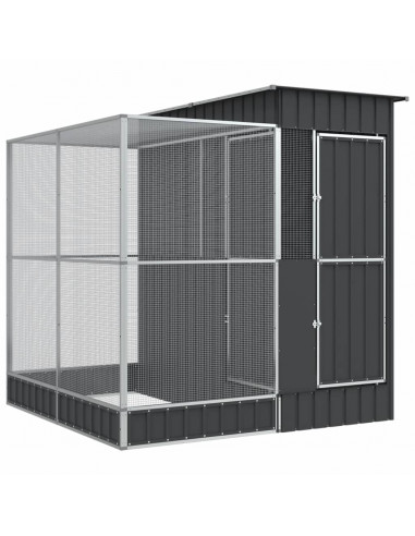 Voliera con Estensione Argento 209x203x216 cm in Acciaio