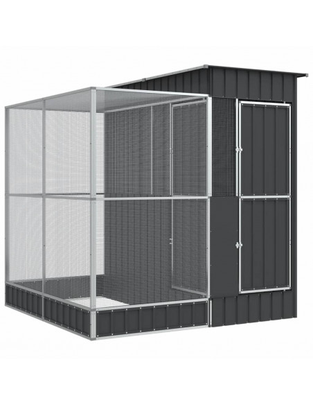 Voliera con Estensione Argento 209x203x216 cm in Acciaio