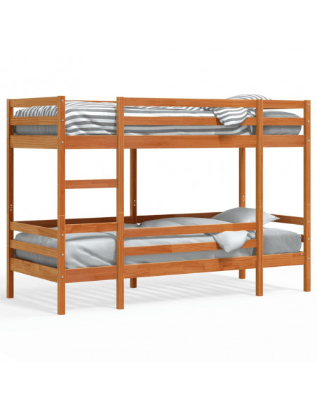Letto a Castello Marrone Cera 75x190 cm in Legno di Pino