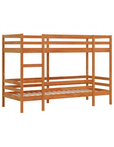 Letto a Castello Marrone Cera 75x190 cm in Legno di Pino