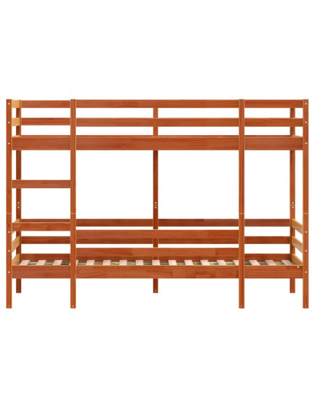 Letto a Castello Marrone Cera 75x190 cm in Legno di Pino