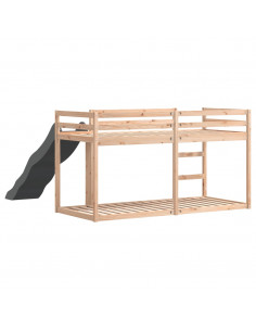 Letto a Castello Scivolo e Scala 90x190 cm Legno Massello Pino 2