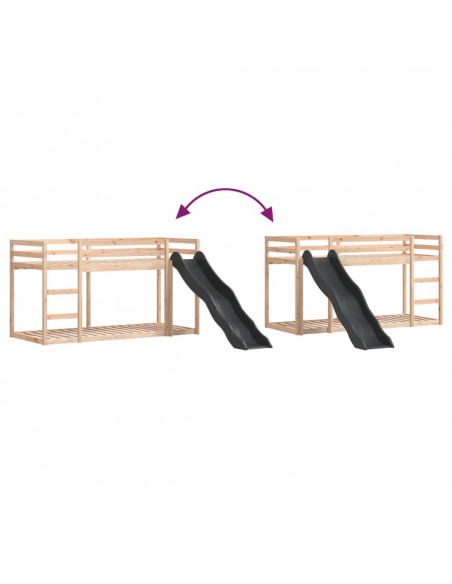 Letto a Castello Scivolo e Scala 90x190 cm Legno Massello Pino