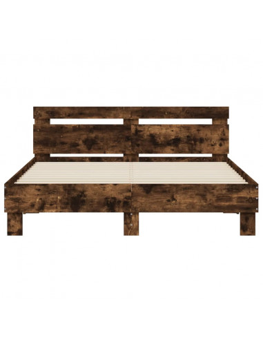 Giroletto con Testiera e LED Rovere Fumo 140x200 cm