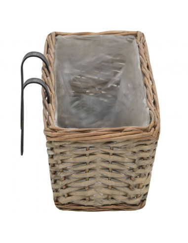 Fioriere da Balcone 2 pz in Vimini con Rivestimento in PE 80 cm