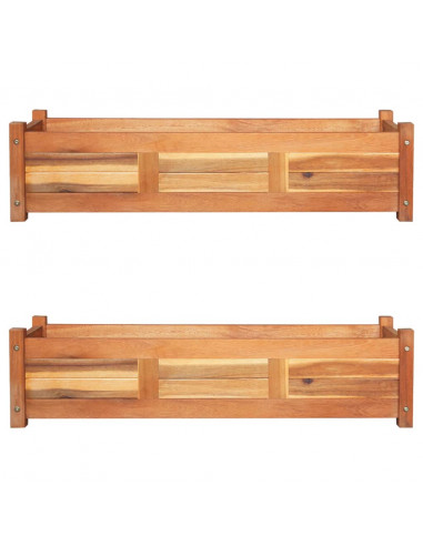 Letti Rialzati da Giardino 2 pz in Legno di Acacia 100x30x25 cm