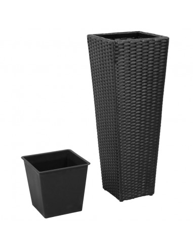 Letti Rialzati da Giardino 3 pz in Polyrattan Nero