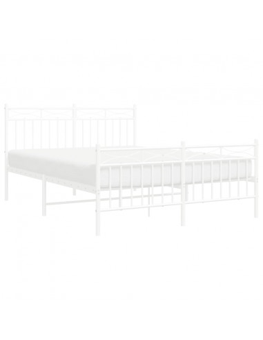 Giroletto con Testiera e Pediera Metallo Bianco 135x190 cm