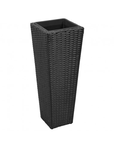 Letti Rialzati da Giardino 3 pz in Polyrattan Nero
