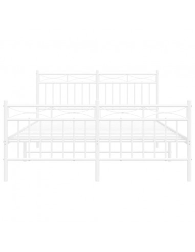 Giroletto con Testiera e Pediera Metallo Bianco 135x190 cm