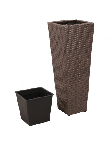 Letti Rialzati da Giardino 3 pz in Polyrattan Marrone