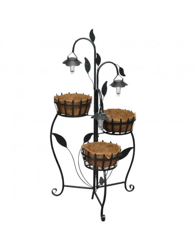 Fioriere partavasi supporto in ferro battuto e lampade LED s