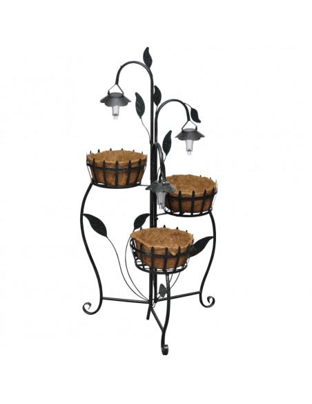 Fioriere partavasi supporto in ferro battuto e lampade LED s