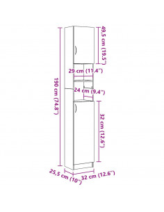 Armadietto Bagno Rovere Artigianale 332x25,5x190 cm Truciolato