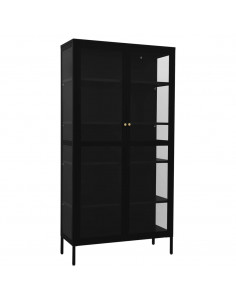 Vetrina Nera 90x40x180 cm in Acciaio e Vetro Temperato 2
