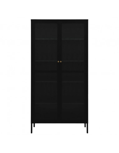 Vetrina Nera 90x40x180 cm in Acciaio e Vetro Temperato