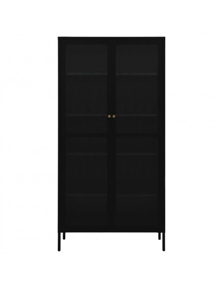 Vetrina Nera 90x40x180 cm in Acciaio e Vetro Temperato