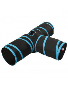 Tunnel per Gatti a 3 Vie Nero e Blu 90 cm in Poliestere 2