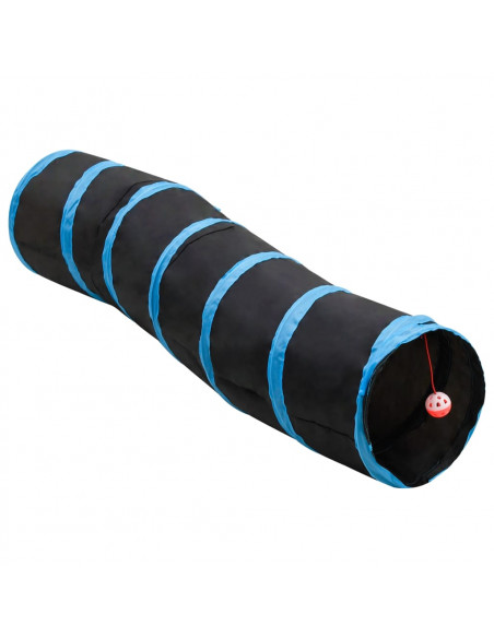 Tunnel per Gatti a S Nero e Blu 122 cm Poliestere
