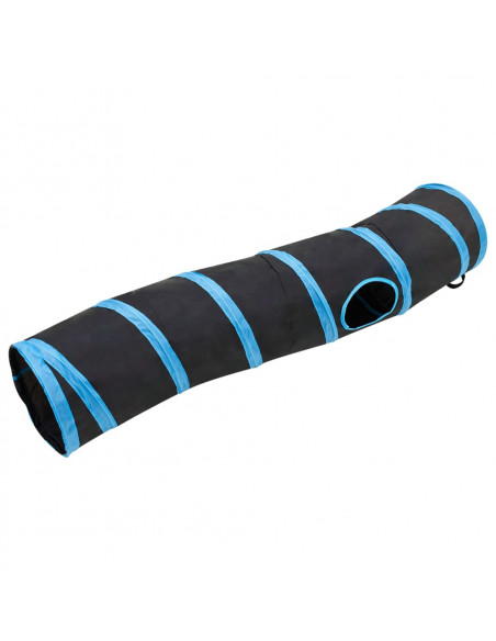 Tunnel per Gatti a S Nero e Blu 122 cm Poliestere