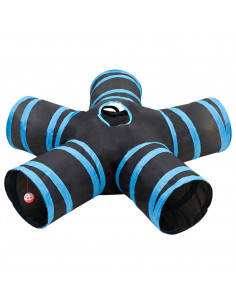 Tunnel per Gatti a 5 Vie Nero e Blu 25 cm in Poliestere 2